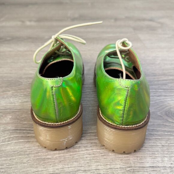 TBA To Be Announced Grunge punk iridiscent neon Oxford leather Shoe 38 Eilsh - Picture 5 of 9